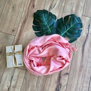 Coral Pashmina Fringe Scarf